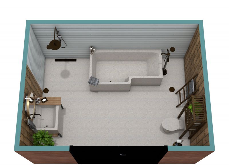 Rustic Shower 3D Floor Plan