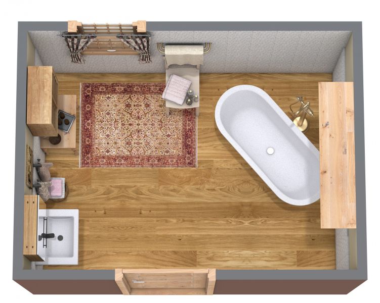 Rustic Bathroom Design 3D Floor Plan