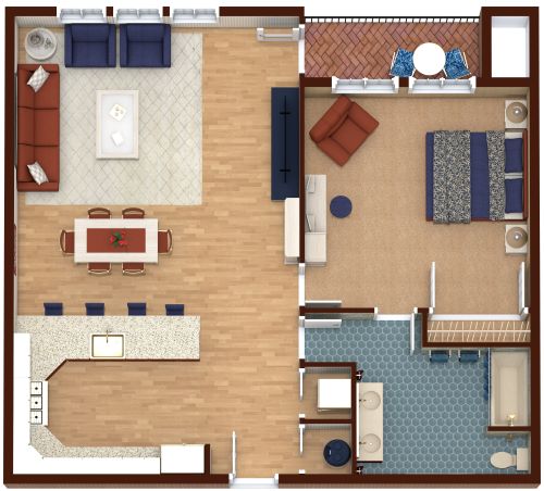 One Bedroom Condo Floor Plan​