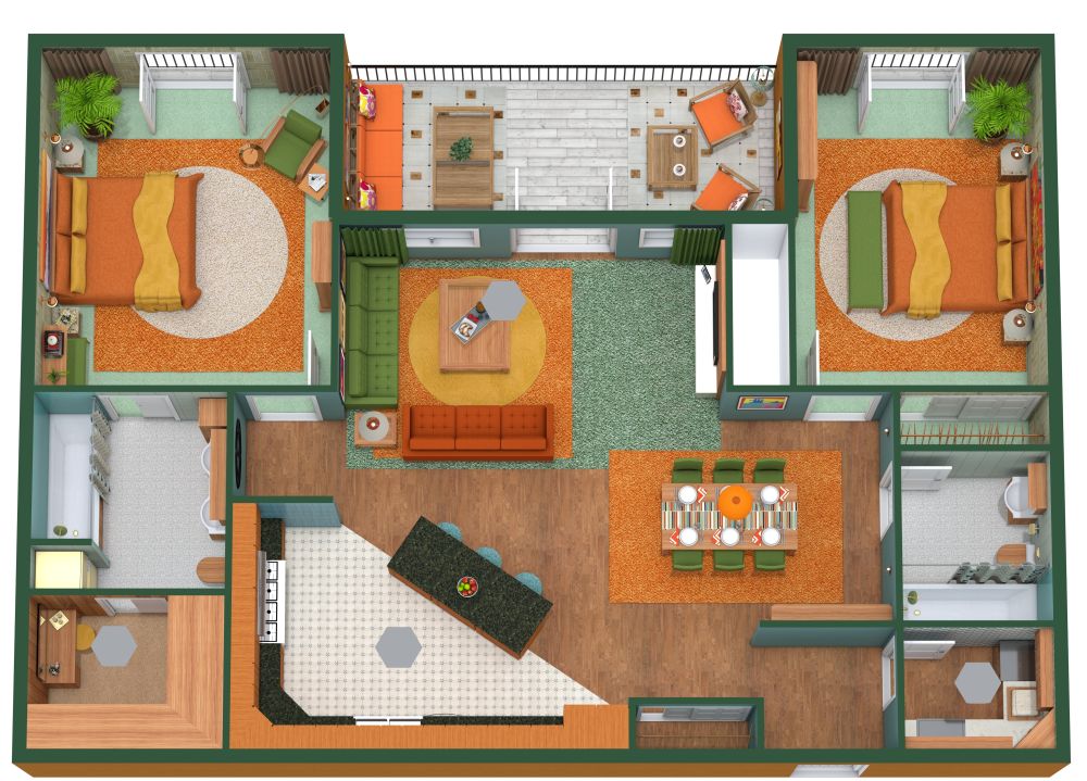 2 Bedroom Condo Unit Floor Plan​