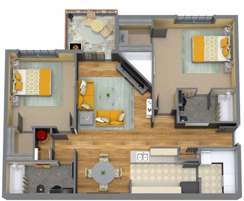 1000 sq ft Condo Floor Plan