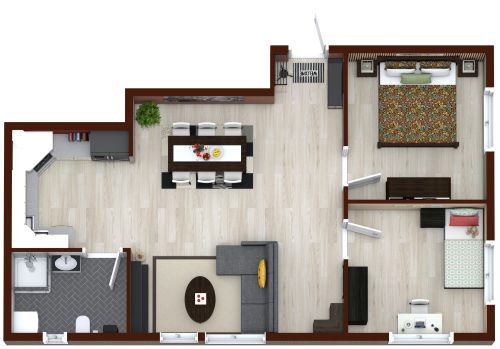 Small 2 Bedroom Condo Floor Plan