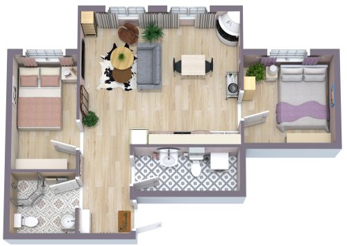 2 Bed 2 Bath Condo Floor Plan