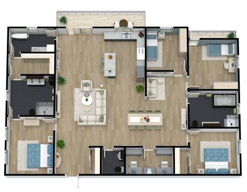 2000 sq ft Apartment Plan