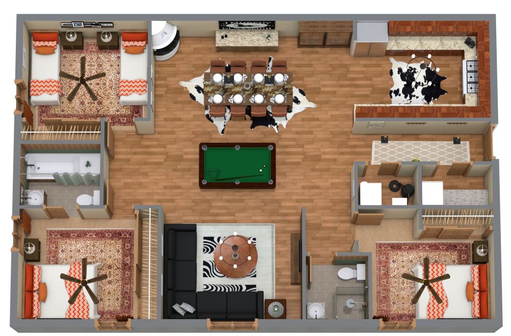 Wohnungsgrundriss mit großer Küche