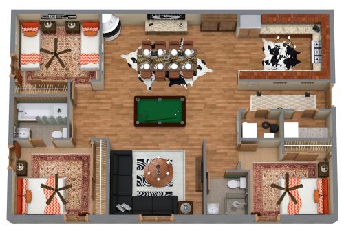 Wohnungsgrundriss mit großer Küche