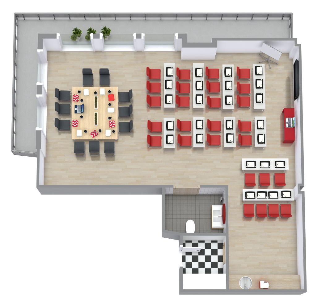 Space Efficient Open Plan Office with Outdoor Space