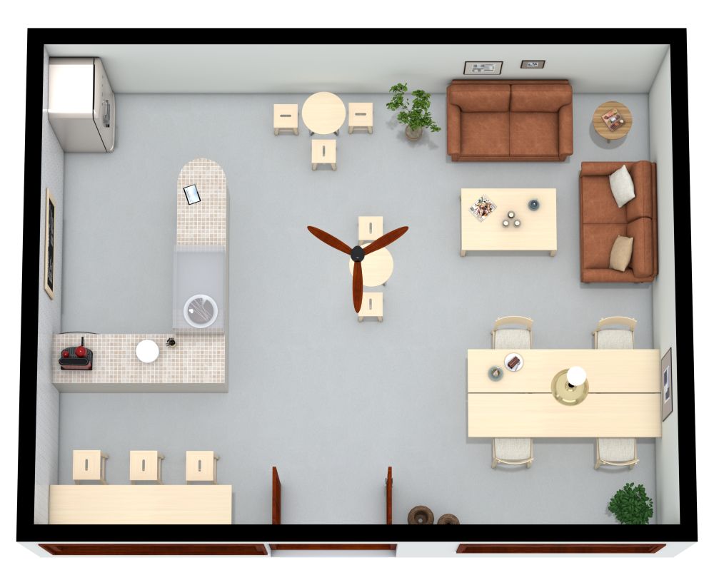 Aesthetic Cozy Cafe 3D Floor Plan