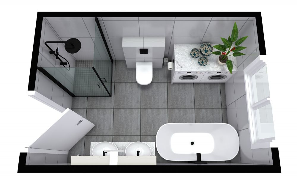 Rectangular Bathroom With and Dryer