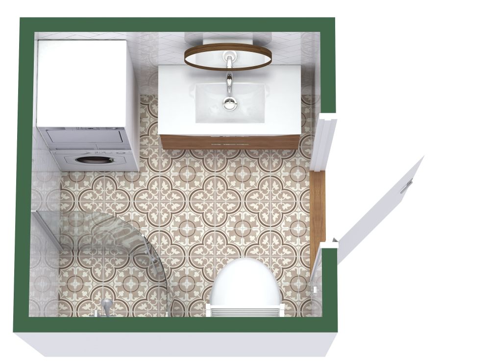 Compact Bathroom with Washer and Dryer 3D Floor Plan