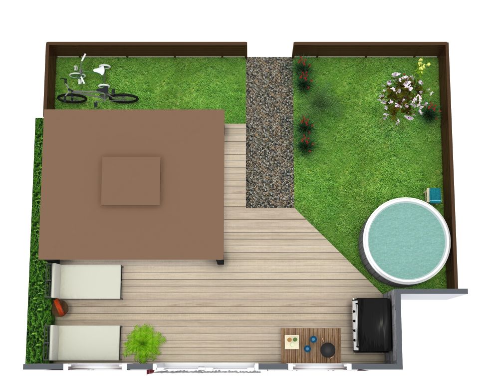 Green Garden with Patio Deck