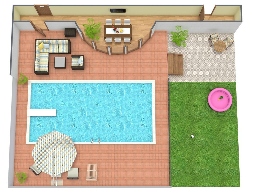 3D Site Plan Spacious Swimming Pool Landscape Design