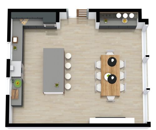 Stylish L-Shaped Kitchen With Island