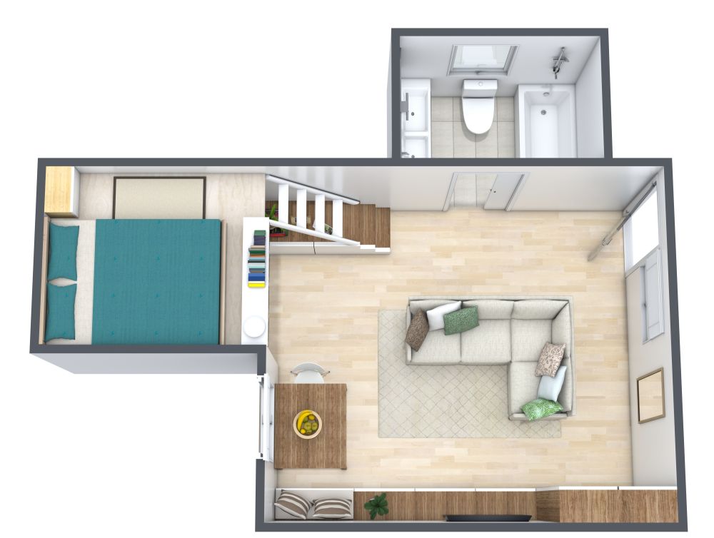Two-story Tiny Home V-528D Span Modern Two Bedroom House Plan 2 ...
