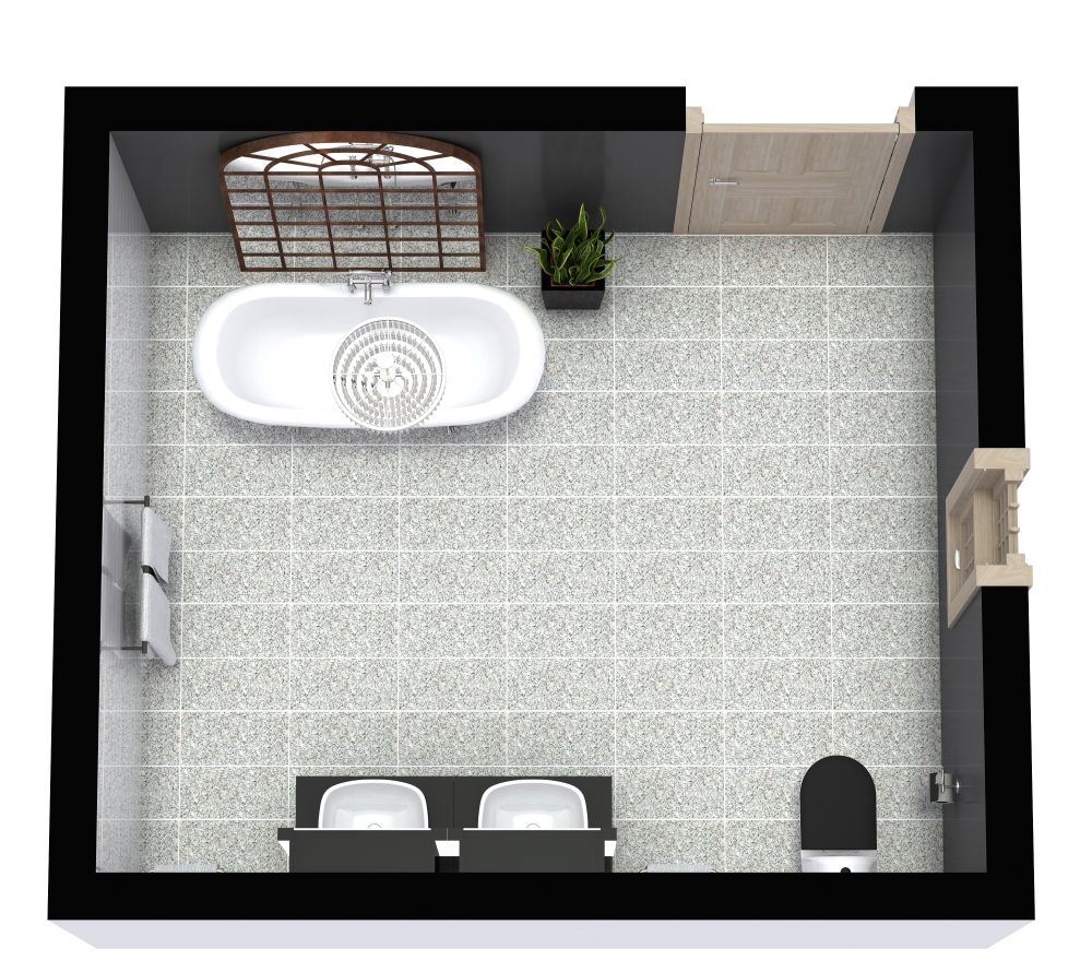 Grand 3/4 Bathroom with Dark Walls