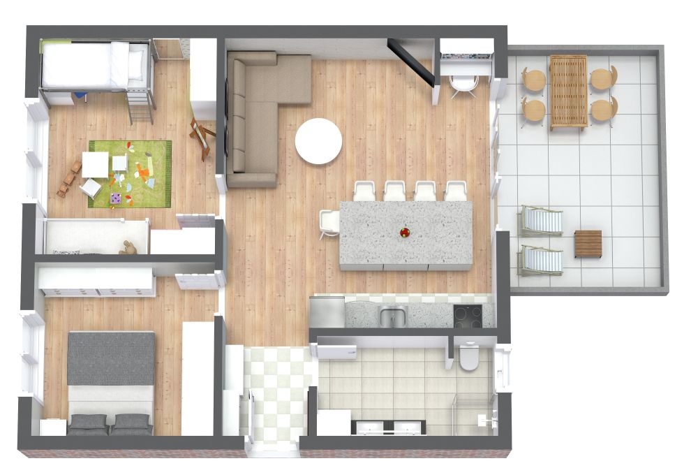 2 Bedroom Layout With Kids Room