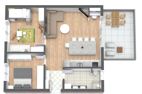 2 Bedroom Layout With Kids Room