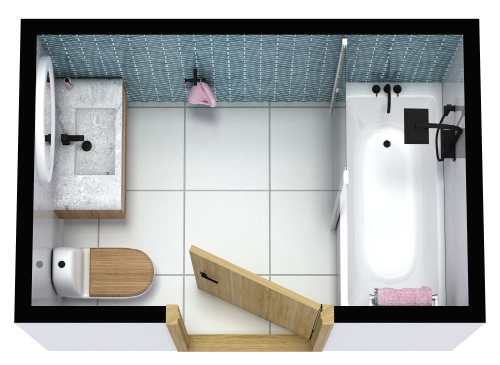 Grundriss für ein kleines modernes Badezimmer