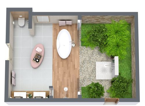 Großes Hauptbadezimmer im Zen-Stil