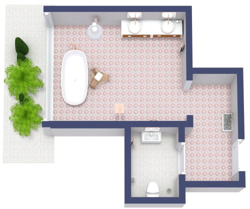 Geräumiges Badezimmer im Boho-Chic