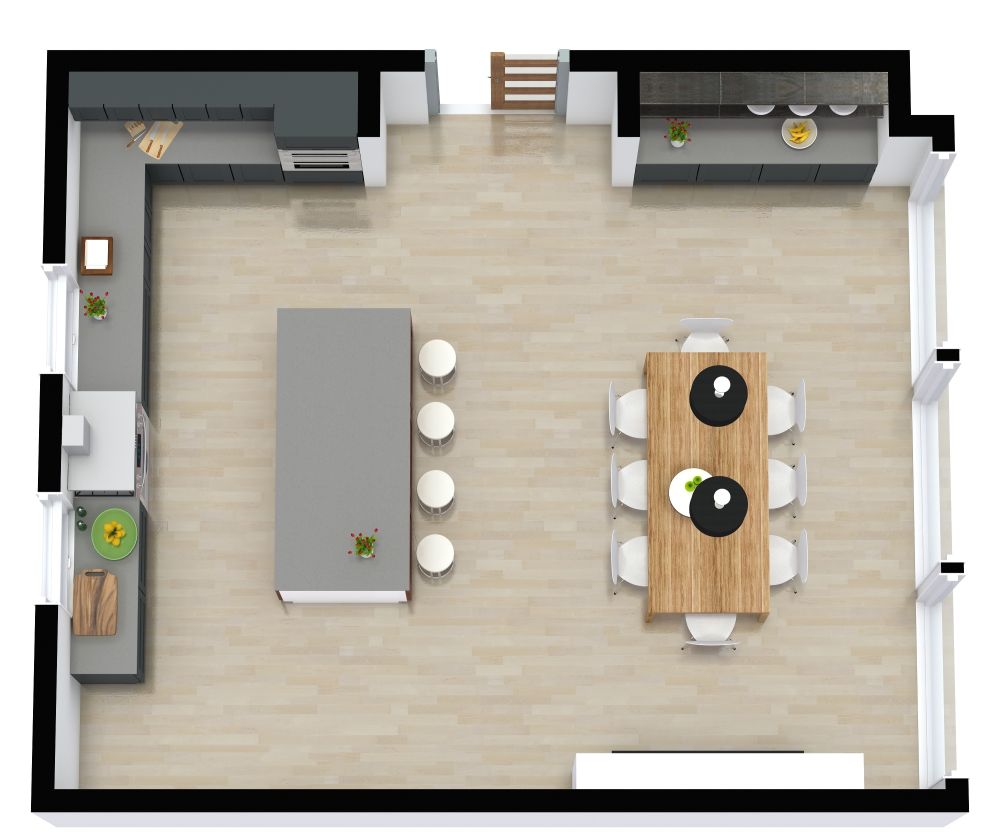 Stilvolle L-förmige Küche mit Insel