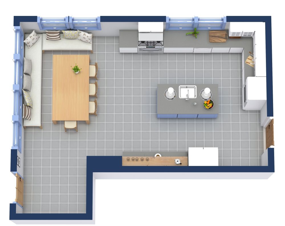 Grundriss für eine Küche mit Frühstücksecke