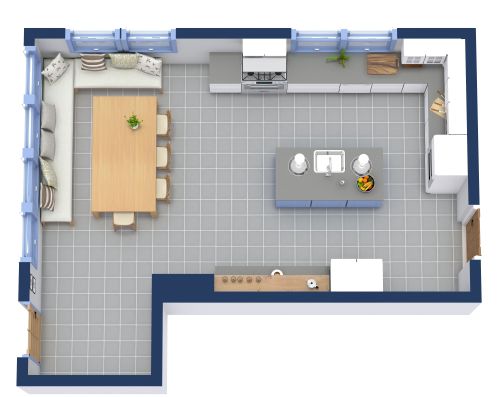 Grundriss für eine Küche mit Frühstücksecke