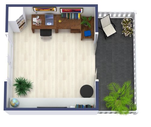 Helles, geräumiges Arbeitszimmer mit Balkon