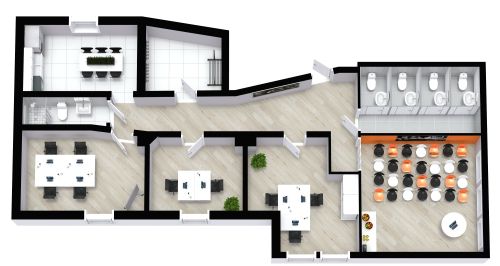 Perfektes Büro für Seminare mit mehreren Toiletten