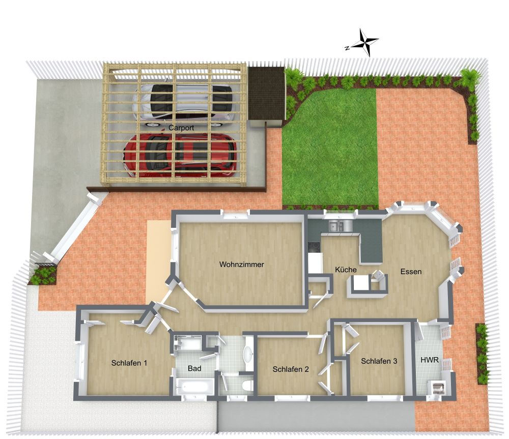 Lageplan mit Carport