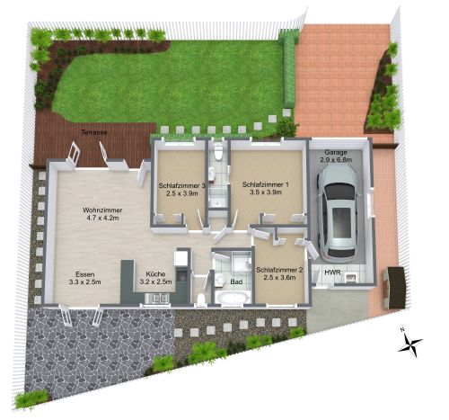 Grundstücksplan für einen großen Wohnsitz