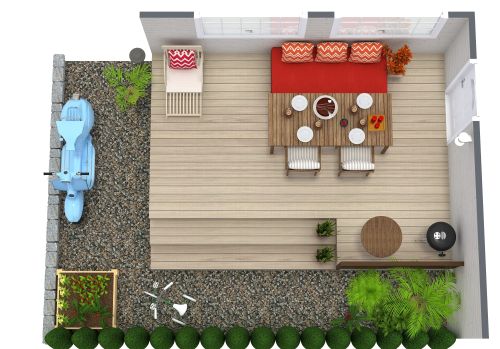 Kleine Terrasse mit gemütlichem Essplatz