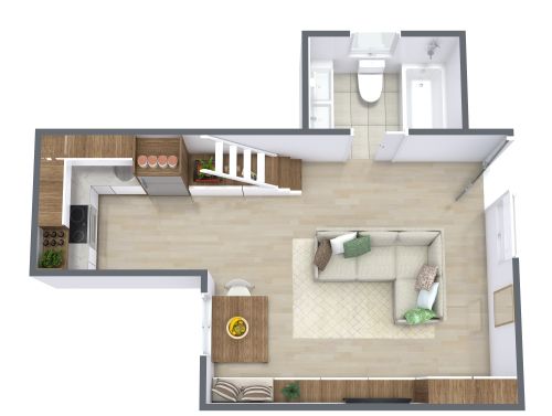 Grundriss für ein Tiny House mit Schlafzimmer-Loft