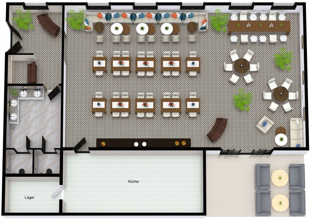 Grundriss für ein klassisches und stilvolles Café