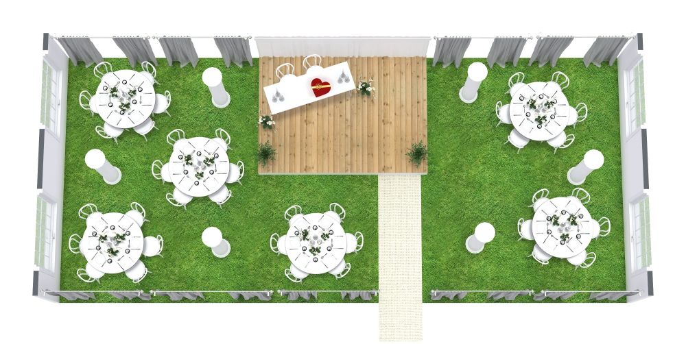Grundriss für eine romantische Hochzeit unter freiem Himmel