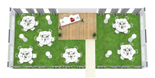 Grundriss für eine romantische Hochzeit unter freiem Himmel