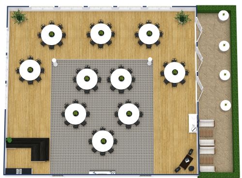 Grundriss für einen schöne Hochzeitslocation mit Außenbereich