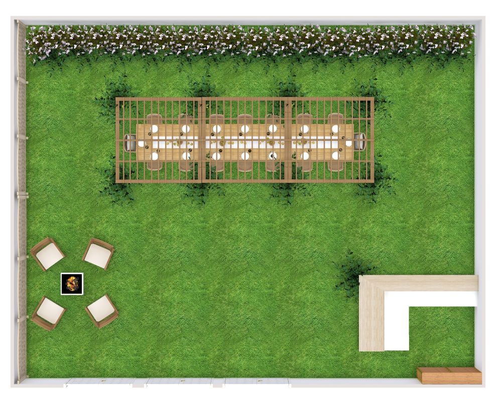 Grundriss für intime Hochzeit im Garten