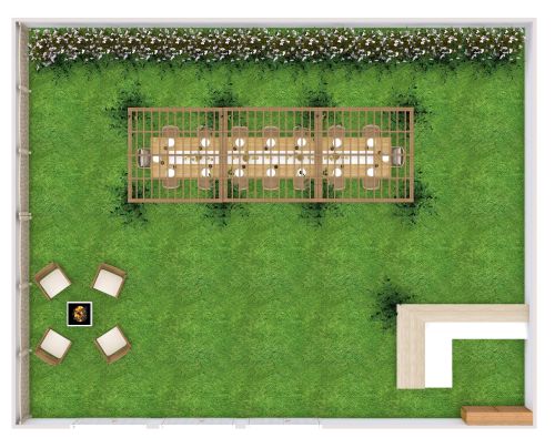 Grundriss für intime Hochzeit im Garten