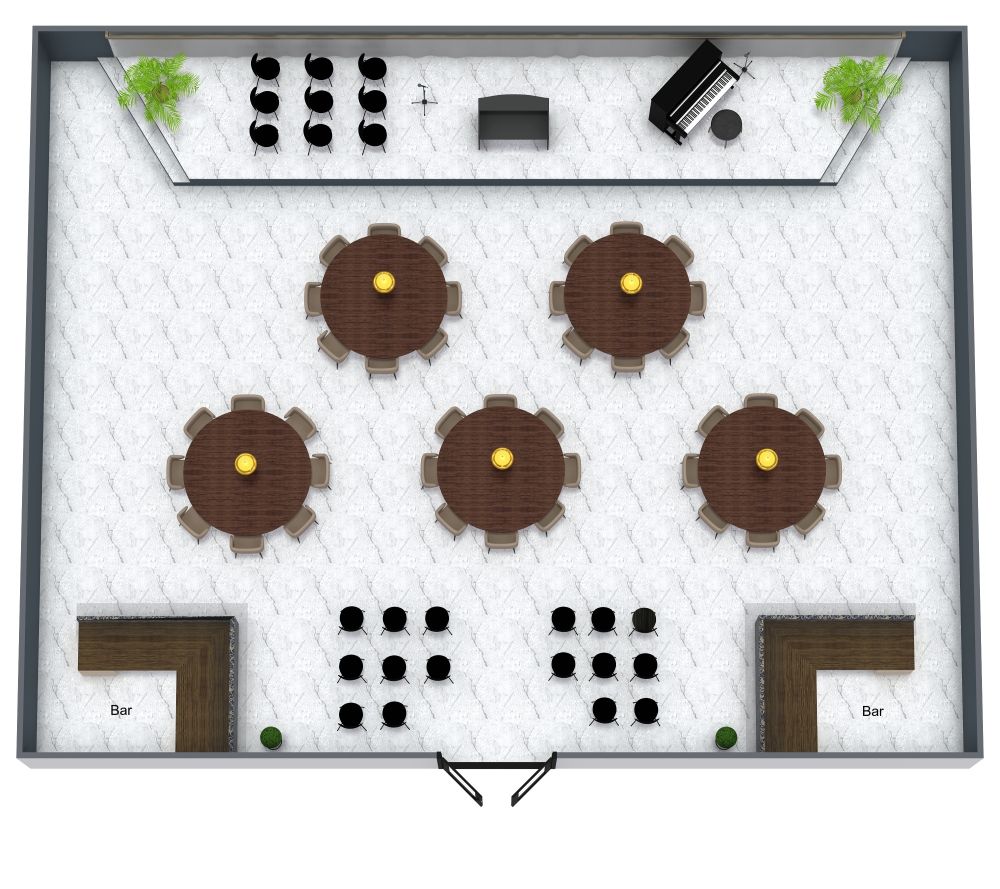 Eleganter Konzertsaalgrundriss für ein kleines Ensemble