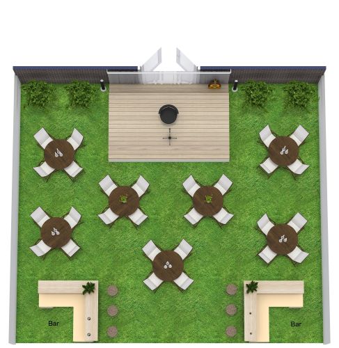 Grundriss für ein intime Konzertfläche im Freien mit Bar