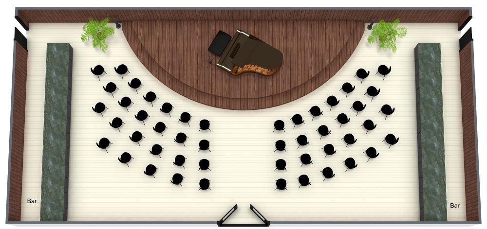 Grundriss für einen großen halbrunden Konzertsaal