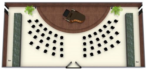 Grundriss für einen großen halbrunden Konzertsaal