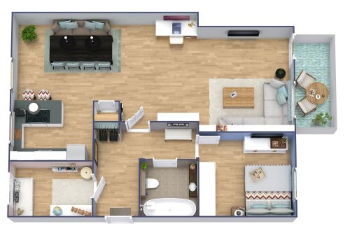 Grundriss für eine funktionale 3-Zimmer-Wohnung