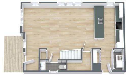 Layout für ein Haus mit 3 Schlafzimmern und 2 Badezimmern