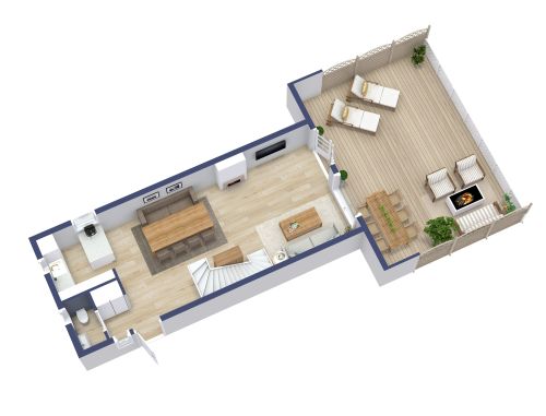 Grundriss für ein 2-stöckiges Haus mit 3 Schlafzimmern