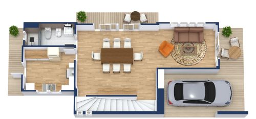 Grundriss mit 5 Schlafzimmern über drei Etagen