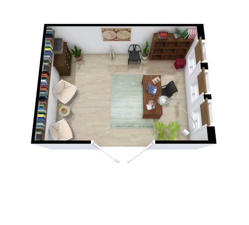 Arbeitszimmer mit Holzdetails und Stauraum