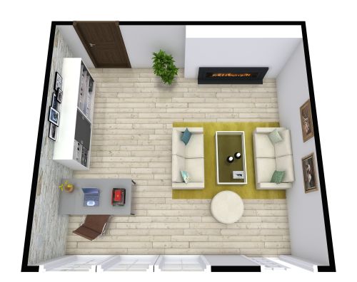 Entspanntes Arbeitszimmer mit gemütlichem Kamin