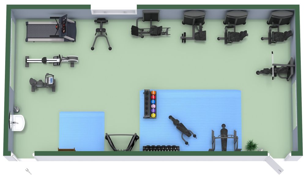 Grundriss-Idee für ein modernes Fitnessstudio